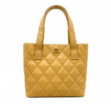 Yellow Chanel CC Wild Stitch Lambskin Handbag - image 1