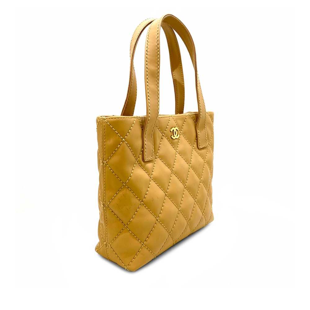 Yellow Chanel CC Wild Stitch Lambskin Handbag - image 2