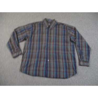 Vintage Allen Flusser Shirt Mens 2XL Green Blue P… - image 1