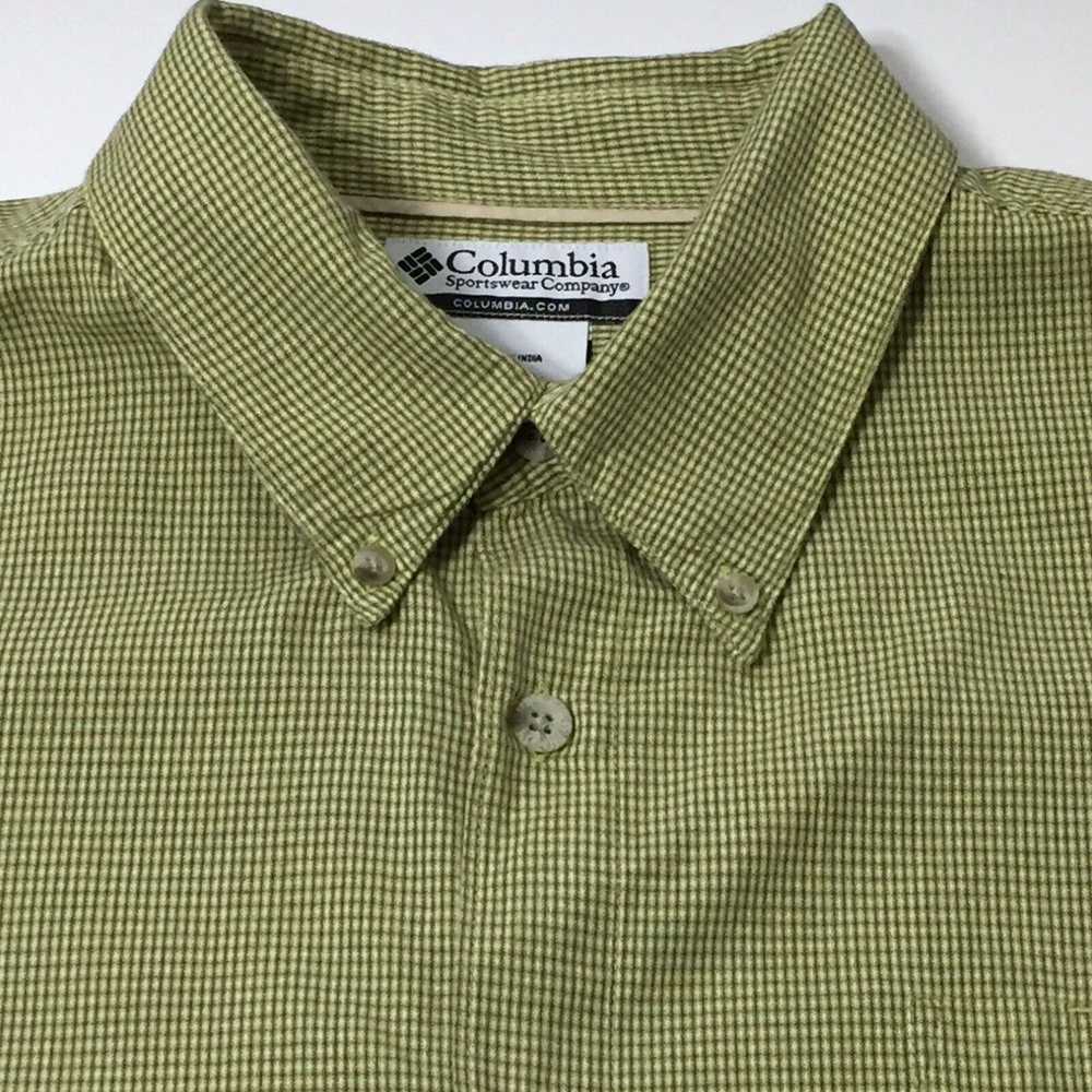 Vintage Columbia Shirt Mens XL Green Check Short … - image 2