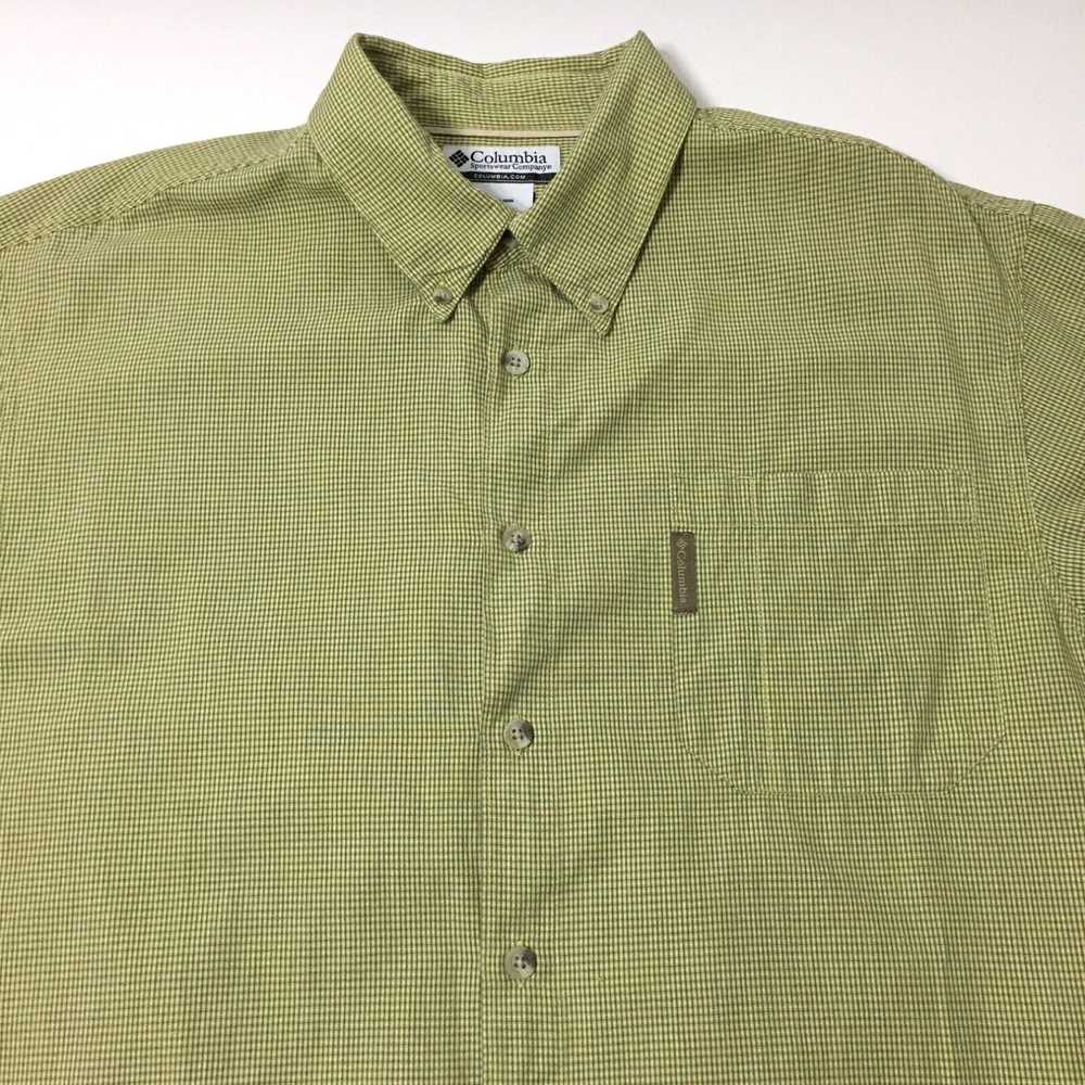 Vintage Columbia Shirt Mens XL Green Check Short … - image 3