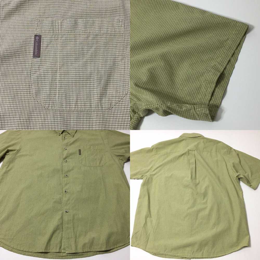 Vintage Columbia Shirt Mens XL Green Check Short … - image 4