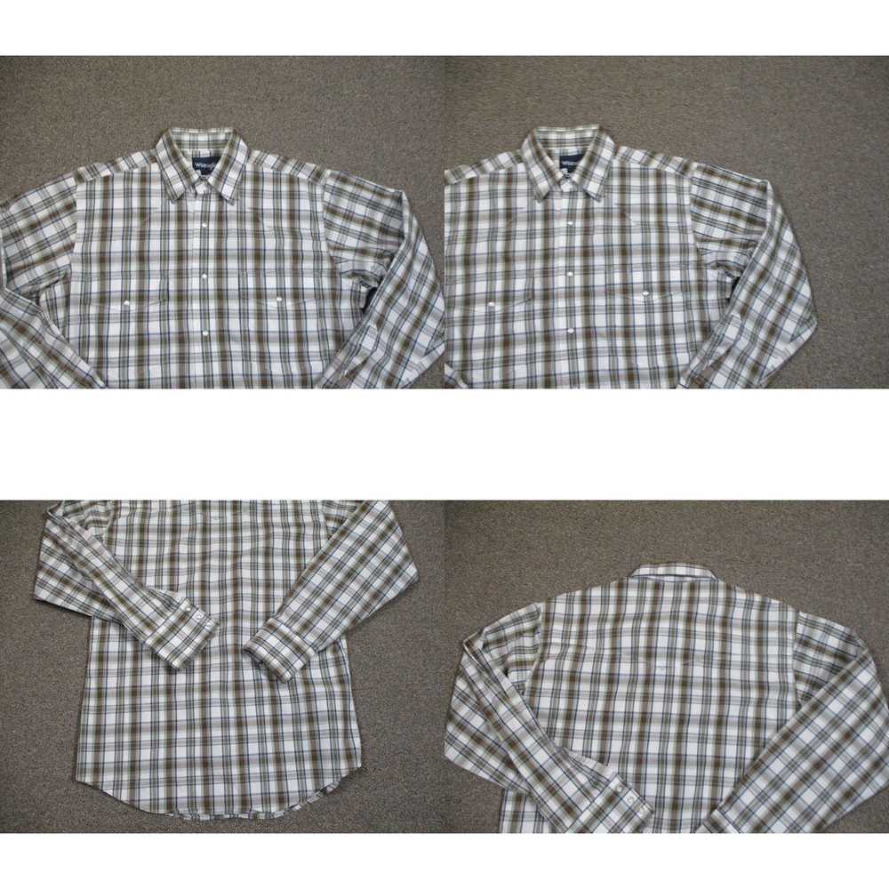 Wrangler Wrangle Shirt Mens Large Brown White Pla… - image 4