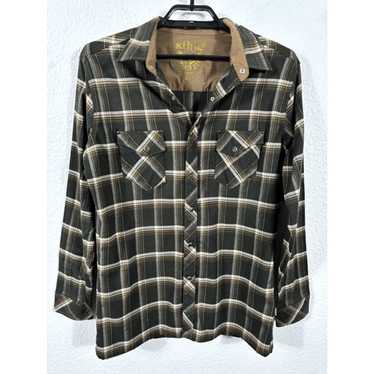 Vintage Kuhl Flannel Shirt Mens Size L Brown Plai… - image 1