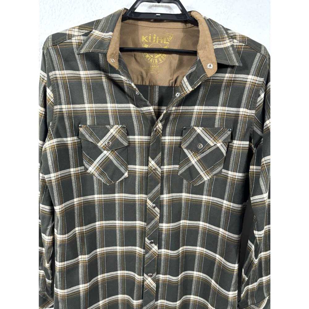 Vintage Kuhl Flannel Shirt Mens Size L Brown Plai… - image 2
