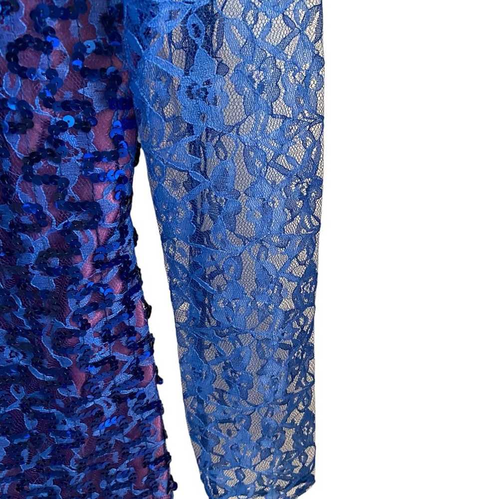 vintage blue and purple sequins and lace mid leng… - image 7
