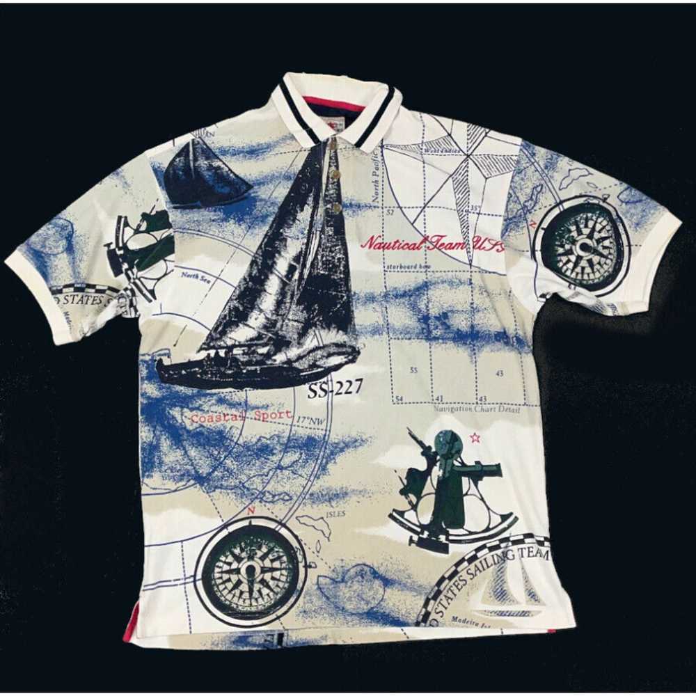 Cotton Traders VTG 90s Cotton Traders Nautical Te… - image 1