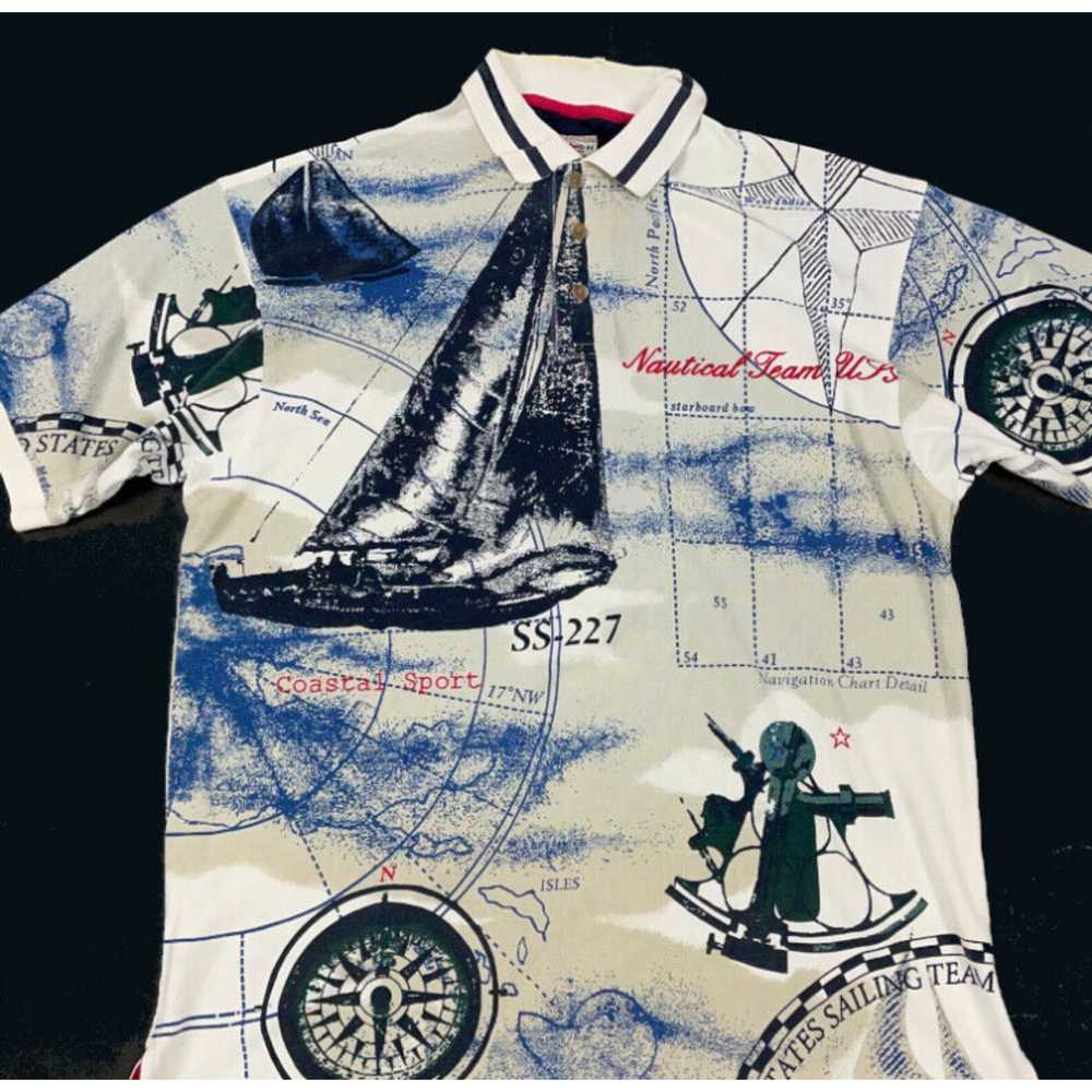 Cotton Traders VTG 90s Cotton Traders Nautical Te… - image 3