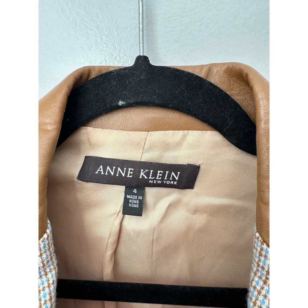 Anne Klein Anne Klein Wool Tweed Leather Blue Bro… - image 4