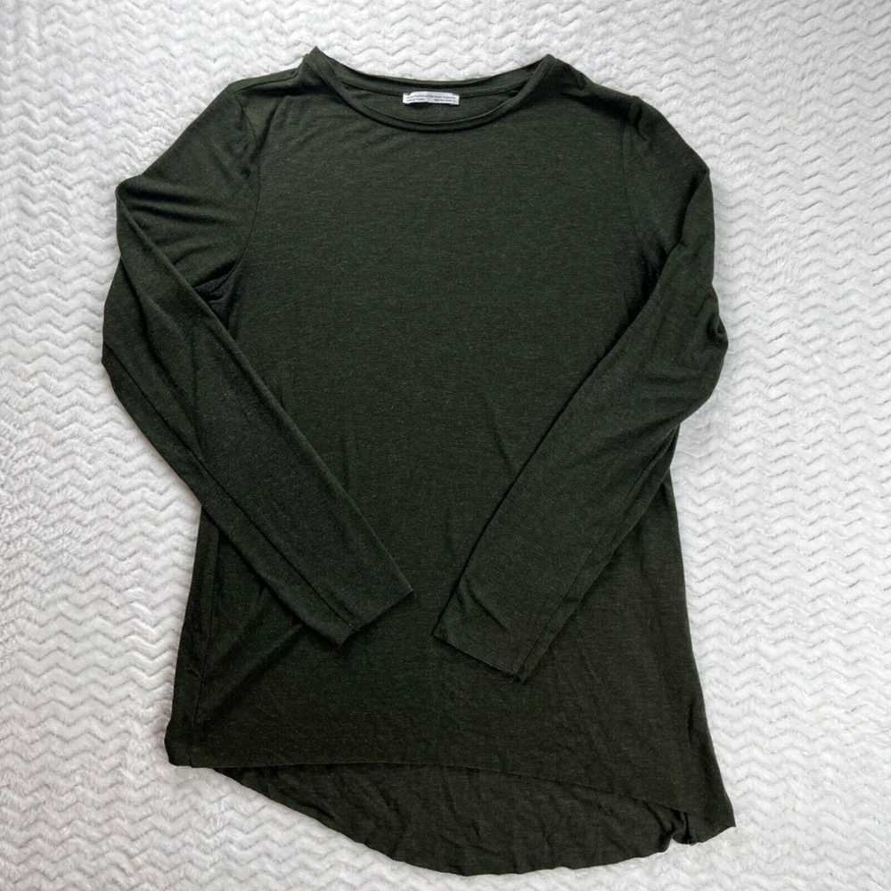 Zara Zara Shirt Woman Medium 28 Green Knit Long S… - image 1