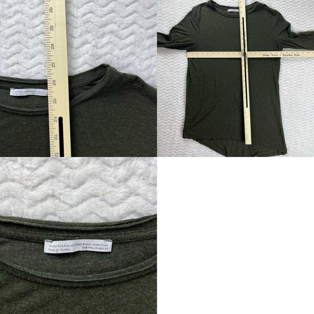 Zara Zara Shirt Woman Medium 28 Green Knit Long S… - image 4