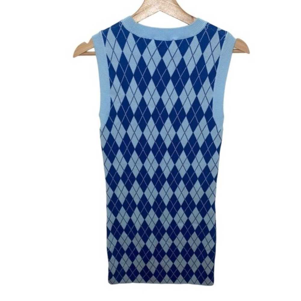 ZARA Diamond Pattern Blue Argyle Knit Sleeveless … - image 5