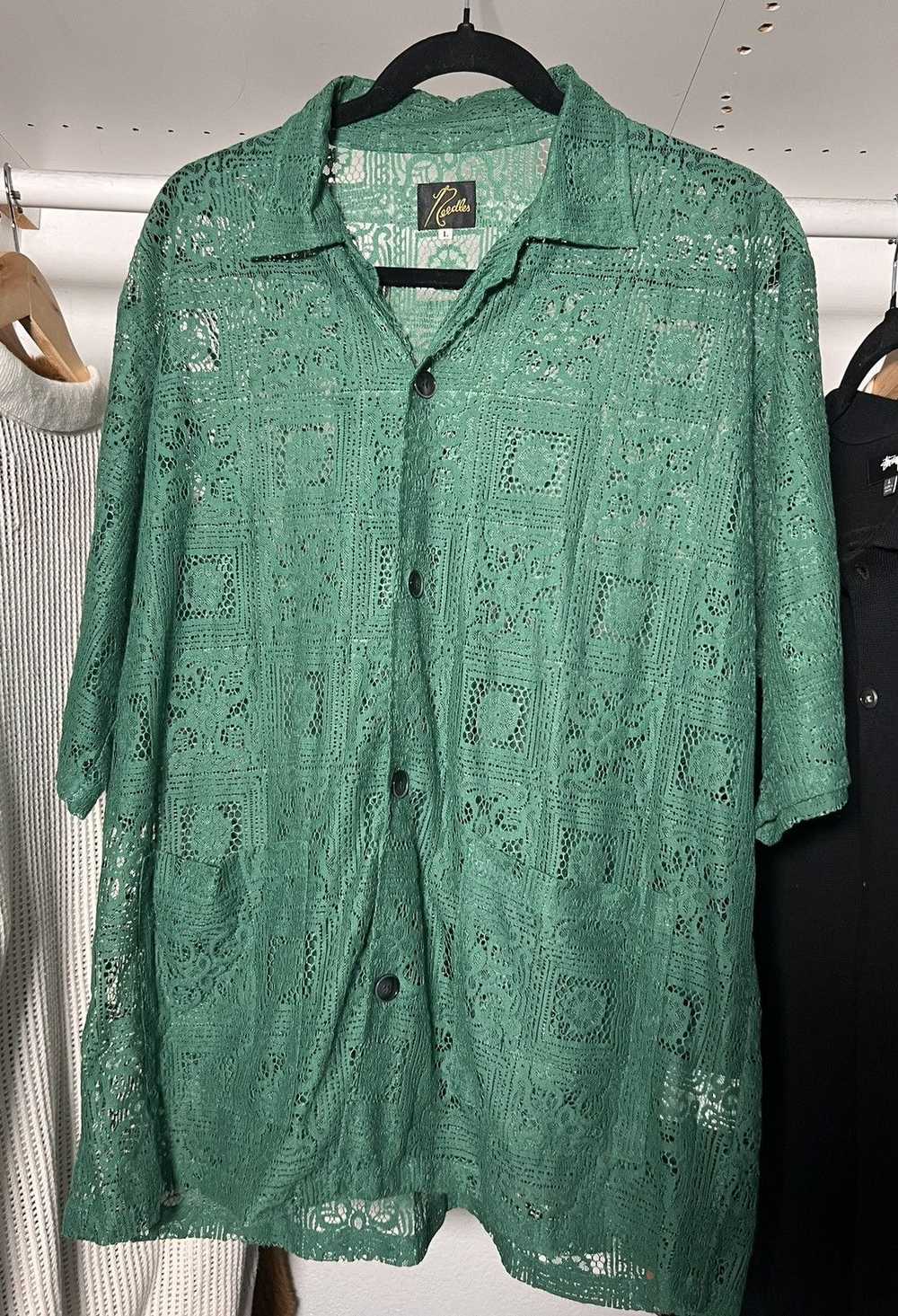 Needles Needles Cabana Lace Shirt Green - image 1