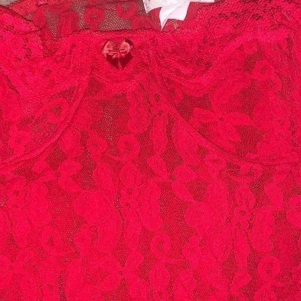 90s Y2k vintage red floral lace sheer slip dress - image 3