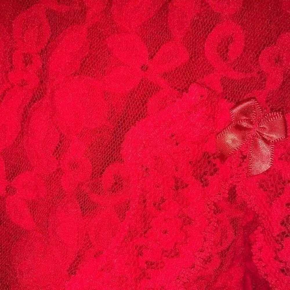 90s Y2k vintage red floral lace sheer slip dress - image 5