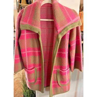 Vintage 50's 60's Pink Brown Wool Open Front Card… - image 1
