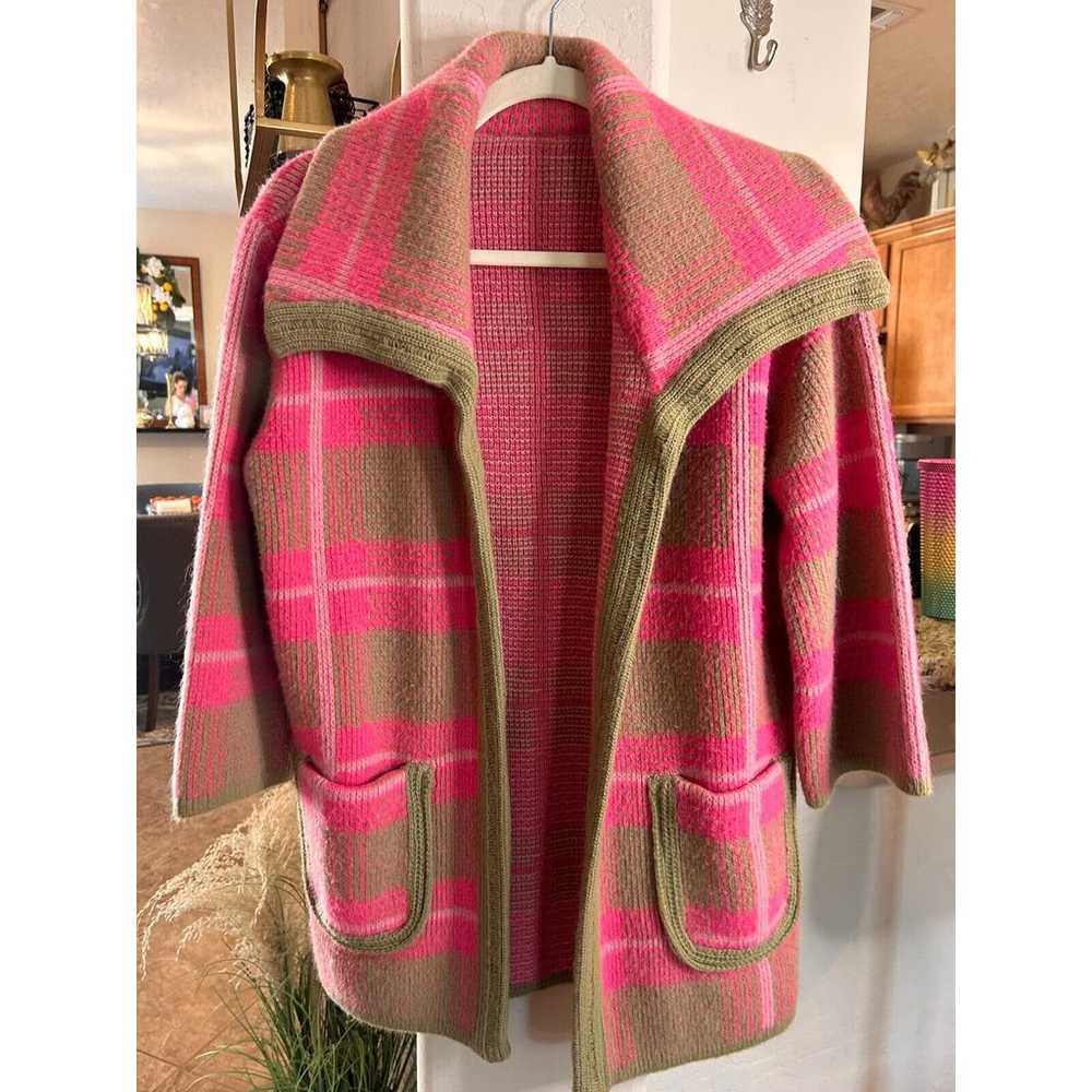 Vintage 50's 60's Pink Brown Wool Open Front Card… - image 3