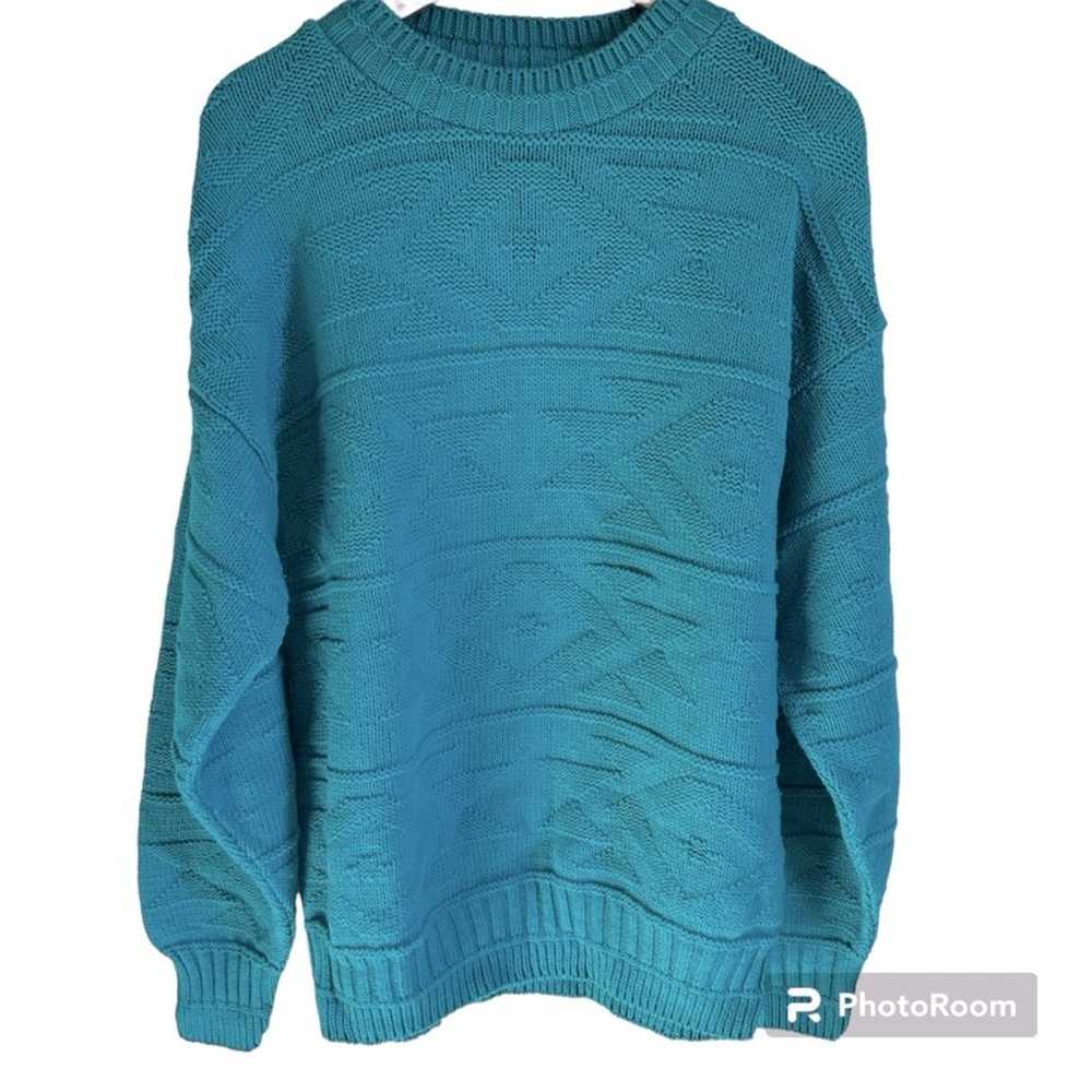 Private Club women’s vintage sweater medium teal - image 1