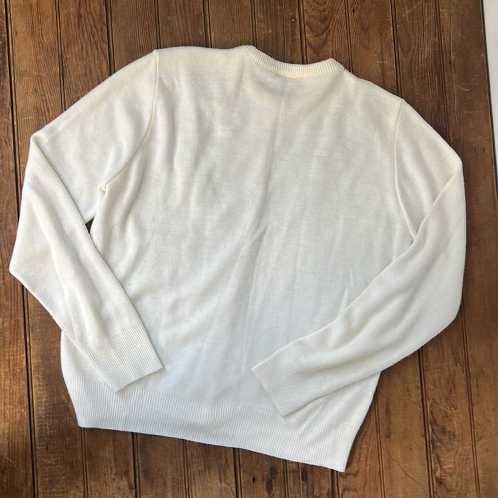 Vintage 1950’s white acrylic cardigan sweater wit… - image 8