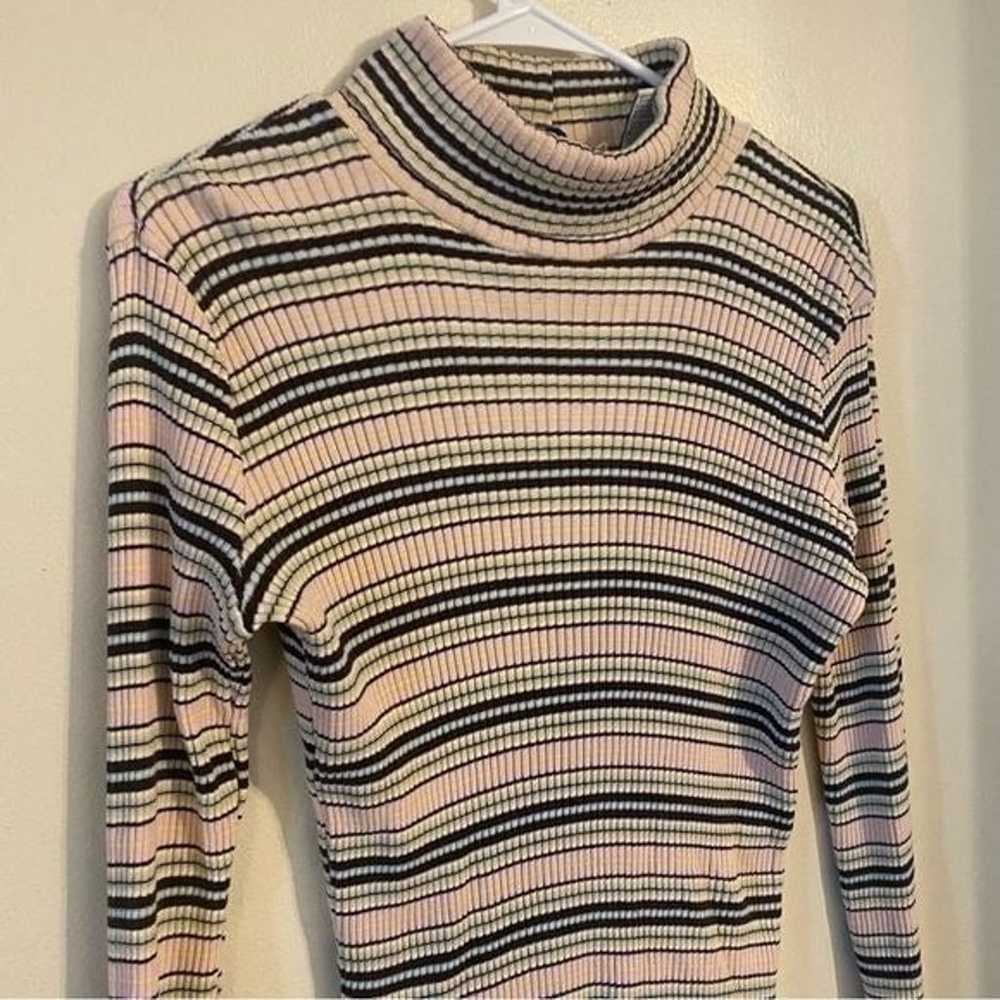Vintage Y2K White Stag Pastel Pink Striped Knit T… - image 2
