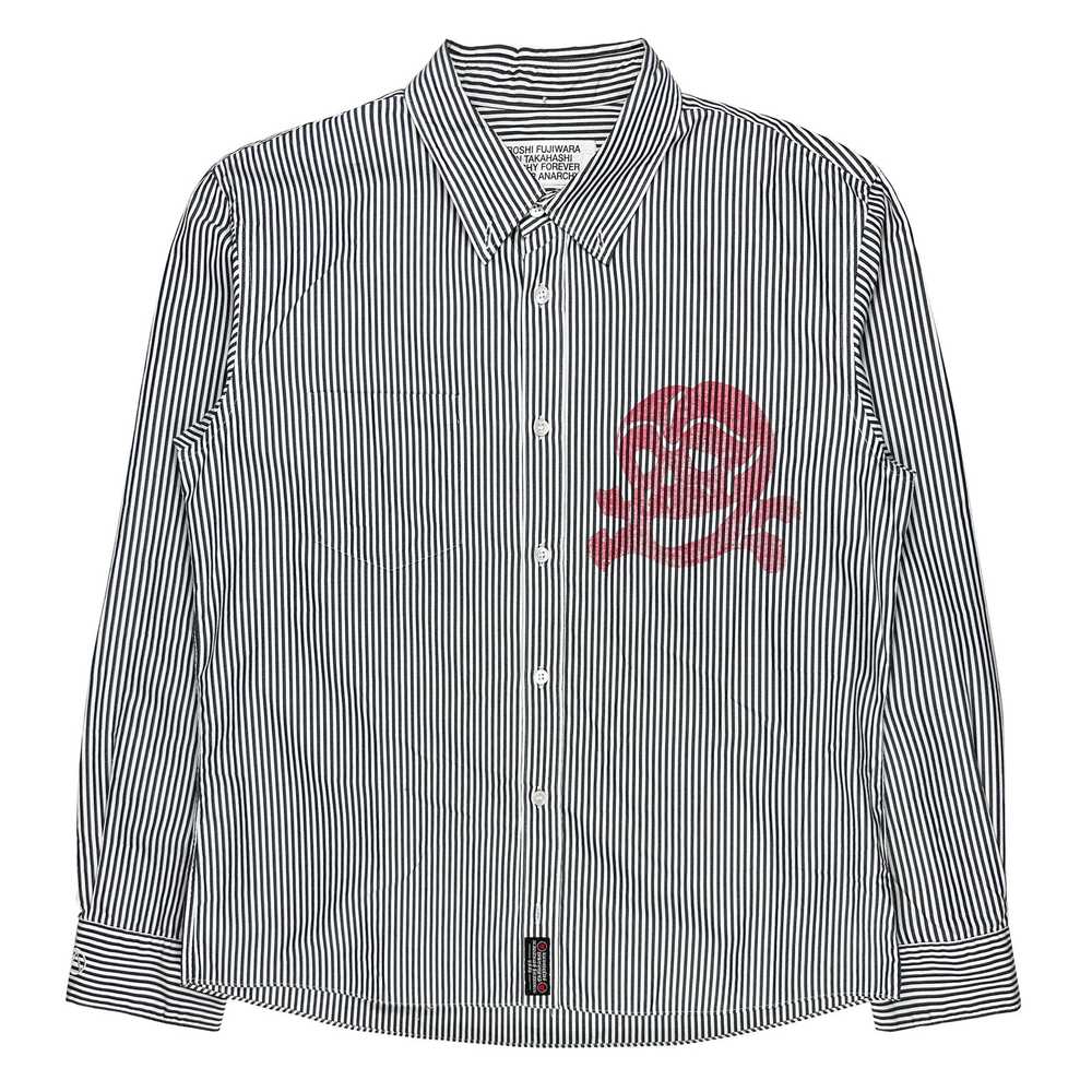 A.F.F.A. Red Skull Striped Button Up - image 1
