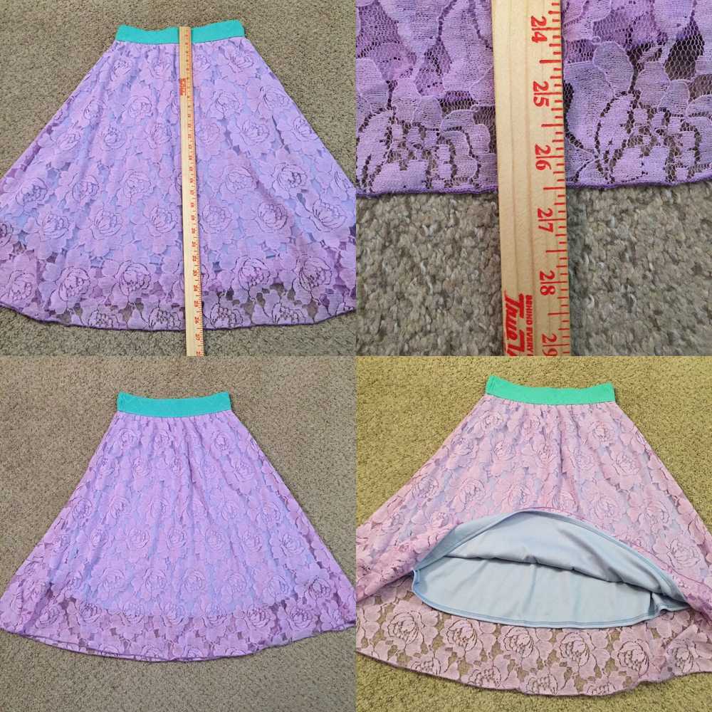 Vintage LuLaRoe Skirt XXS Midi Purple Floral Lace… - image 4