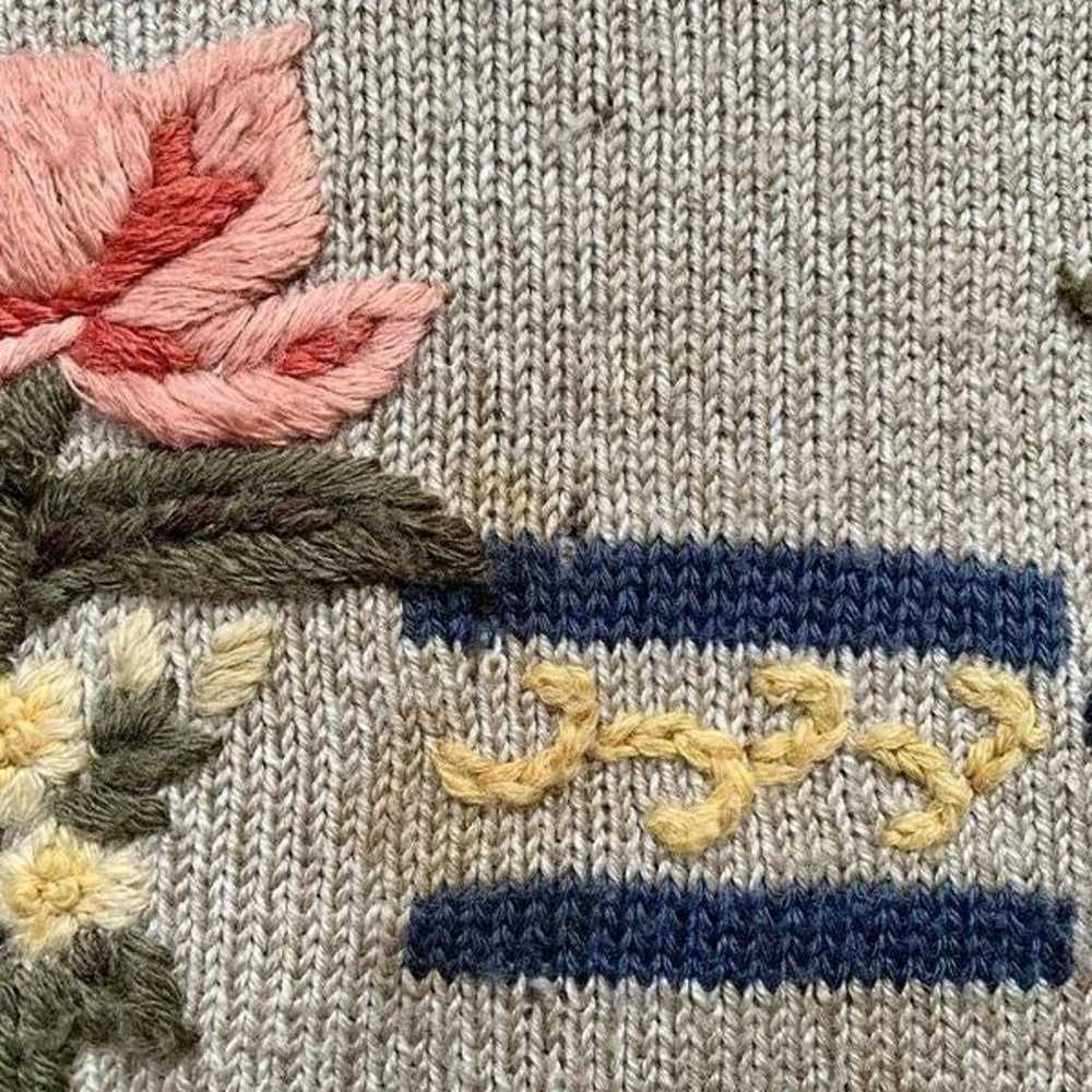 Vintage Alfred Dunner Sweater Tan Pastel Floral E… - image 10