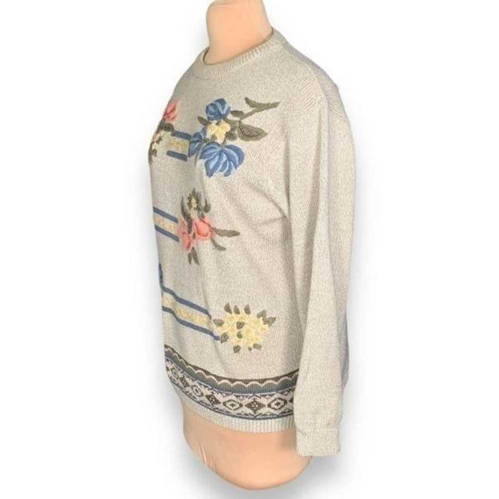 Vintage Alfred Dunner Sweater Tan Pastel Floral E… - image 6