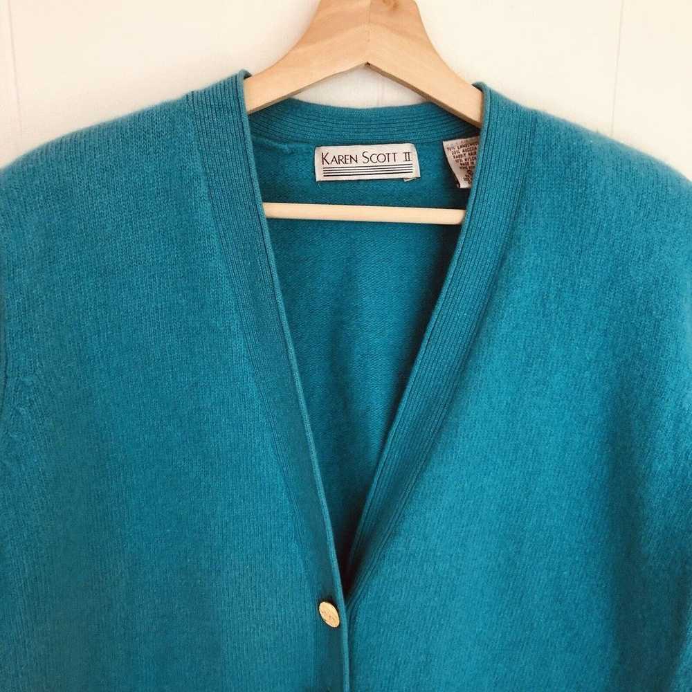 Vintage Karen Scott II Wool Angora Aqua Blue Larg… - image 2
