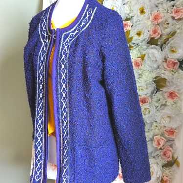 Vintage Cathy Daniels zip-up Sequin Knit Cardigan 
