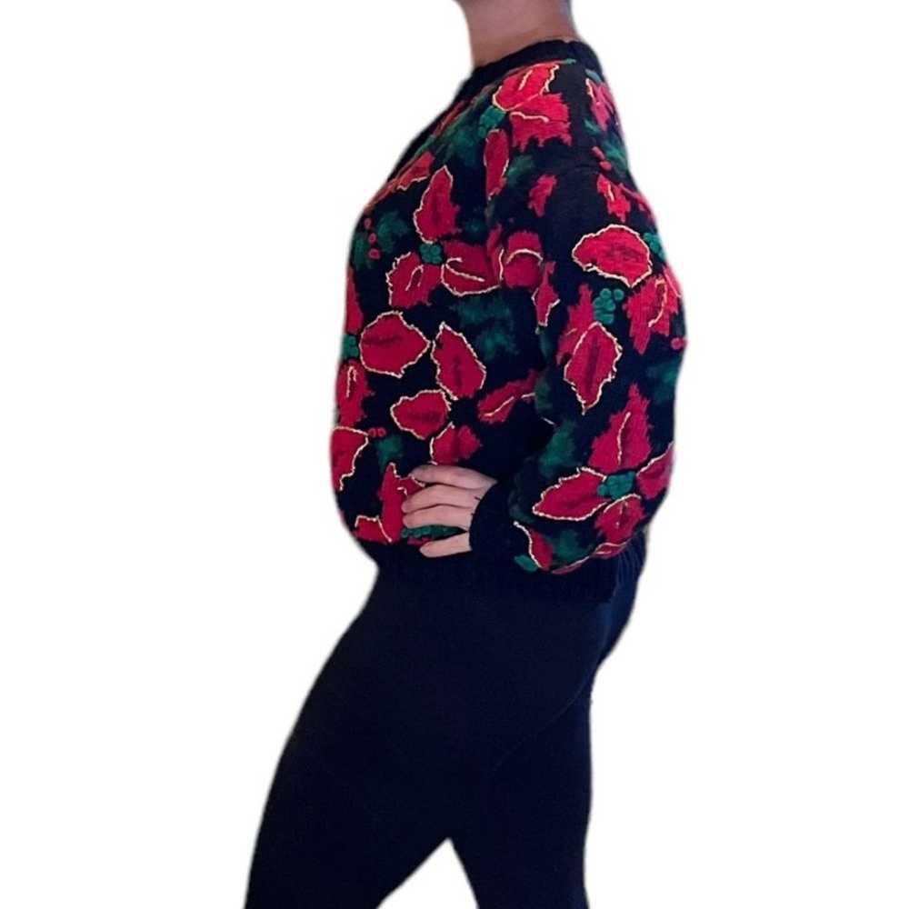 Picone Sport Christmas Sweater Poinsettia Knit Wo… - image 2