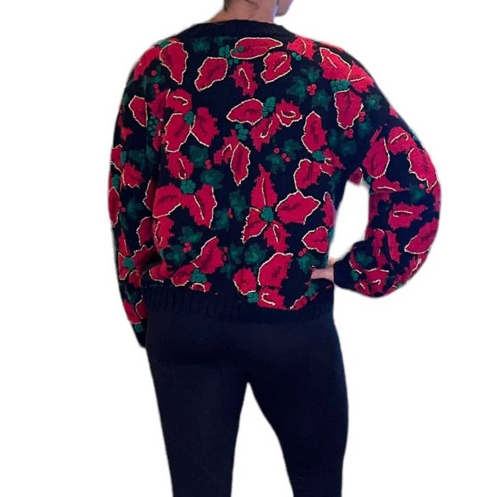 Picone Sport Christmas Sweater Poinsettia Knit Wo… - image 3