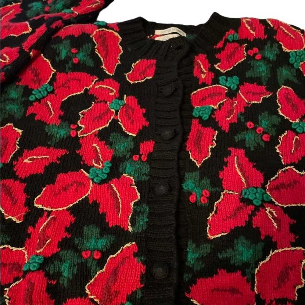 Picone Sport Christmas Sweater Poinsettia Knit Wo… - image 4