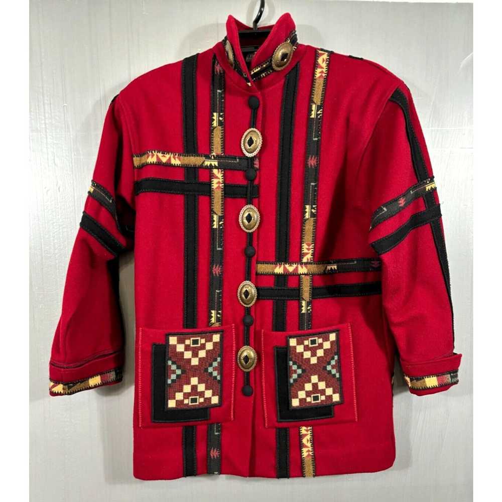 Vintage Coloratura Women’s Red Southwest Wool Coa… - image 1