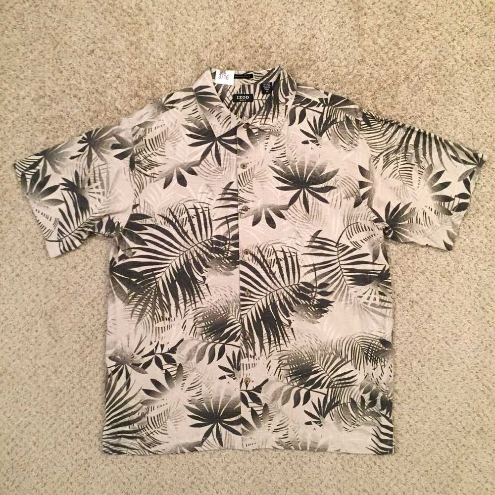 Izod Izod Golf Button Up Shirt Mens XL Gray Flora… - image 1