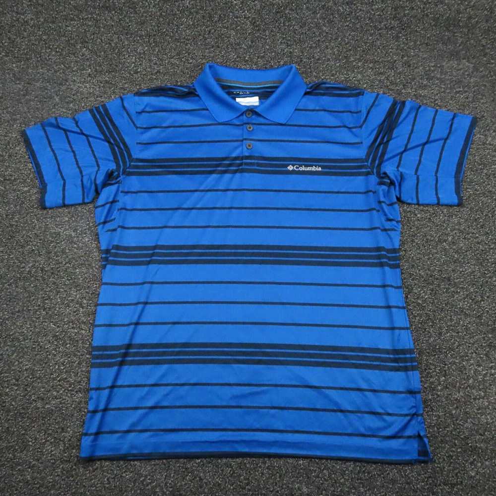 Vintage Columbia Polo Shirt Adult Large Blue Stri… - image 1