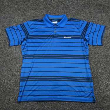 Vintage Columbia Polo Shirt Adult Large Blue Stri… - image 1