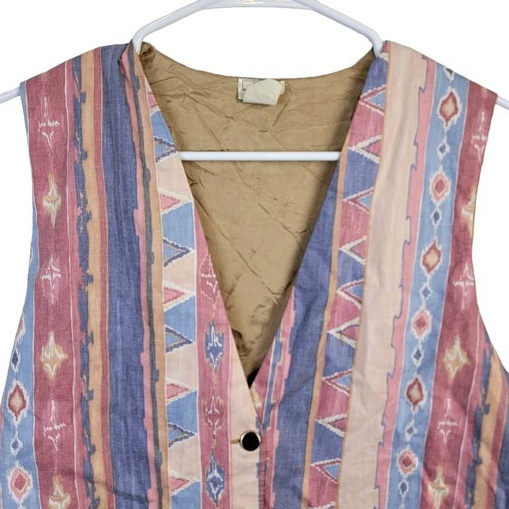 Vintage 90s Vest Women Medium Western Pastel Geom… - image 12