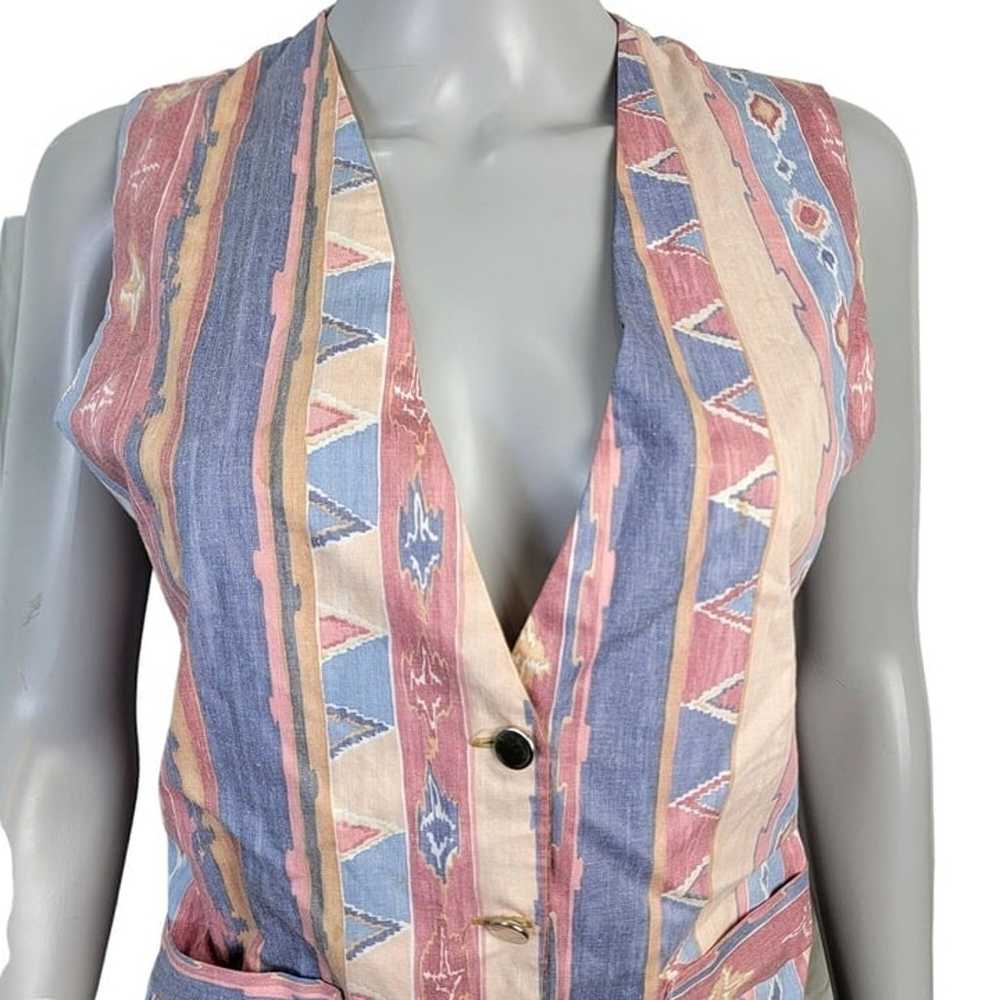 Vintage 90s Vest Women Medium Western Pastel Geom… - image 9