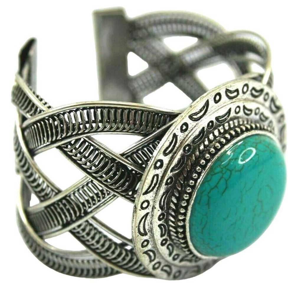 Other Faux Turquoise Weave Cuff Bracelet • Native… - image 1