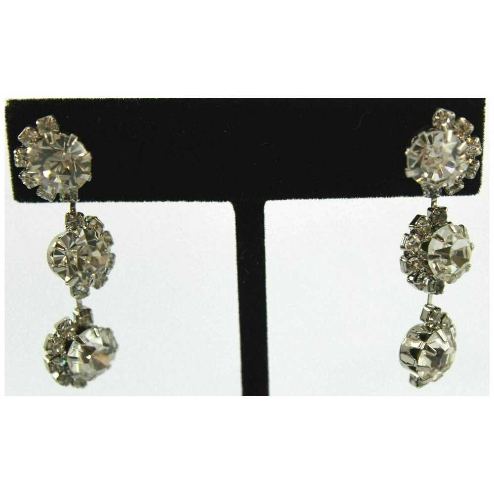 Other Round Rhinestone Dangle Earrings Accent Sto… - image 1