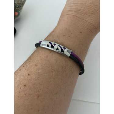 Generic Purple and black cord bracelet with stain… - image 1