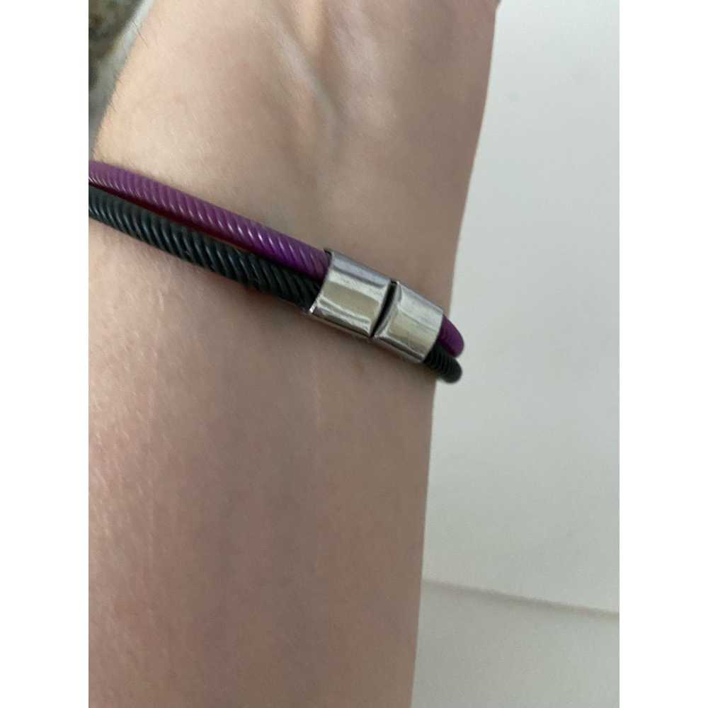 Generic Purple and black cord bracelet with stain… - image 2