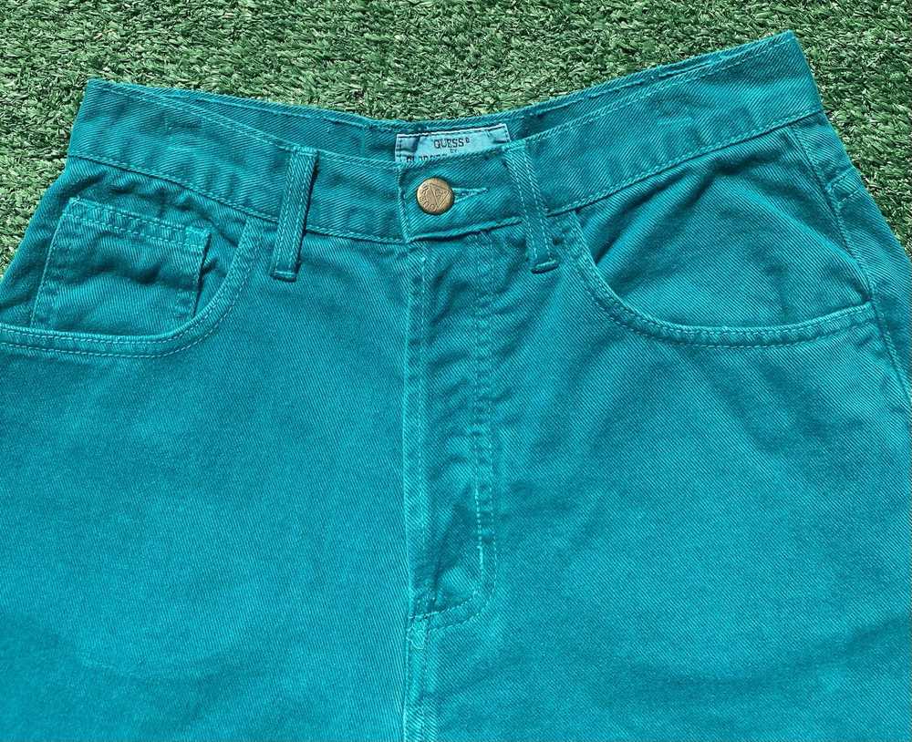 Guess 80’s Guess Turquoise Jean Cuffed Button Fly… - image 2