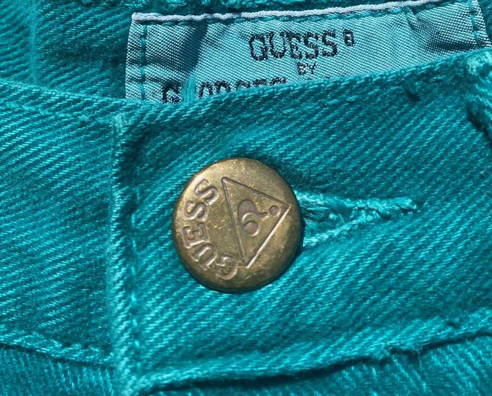 Guess 80’s Guess Turquoise Jean Cuffed Button Fly… - image 3