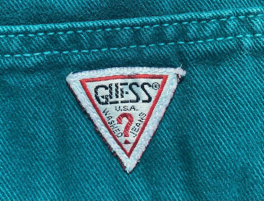 Guess 80’s Guess Turquoise Jean Cuffed Button Fly… - image 7