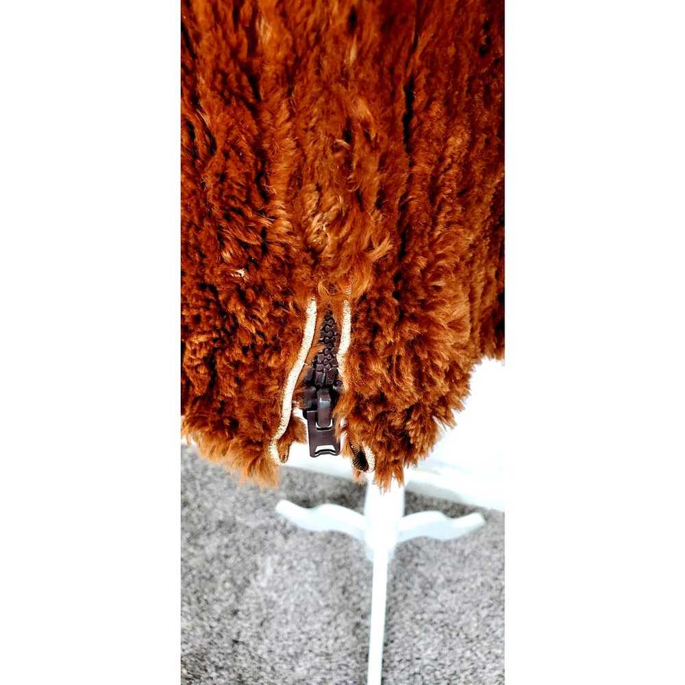 Vintage Brown Faux Fur Zipper Front Puff Sleeve J… - image 6