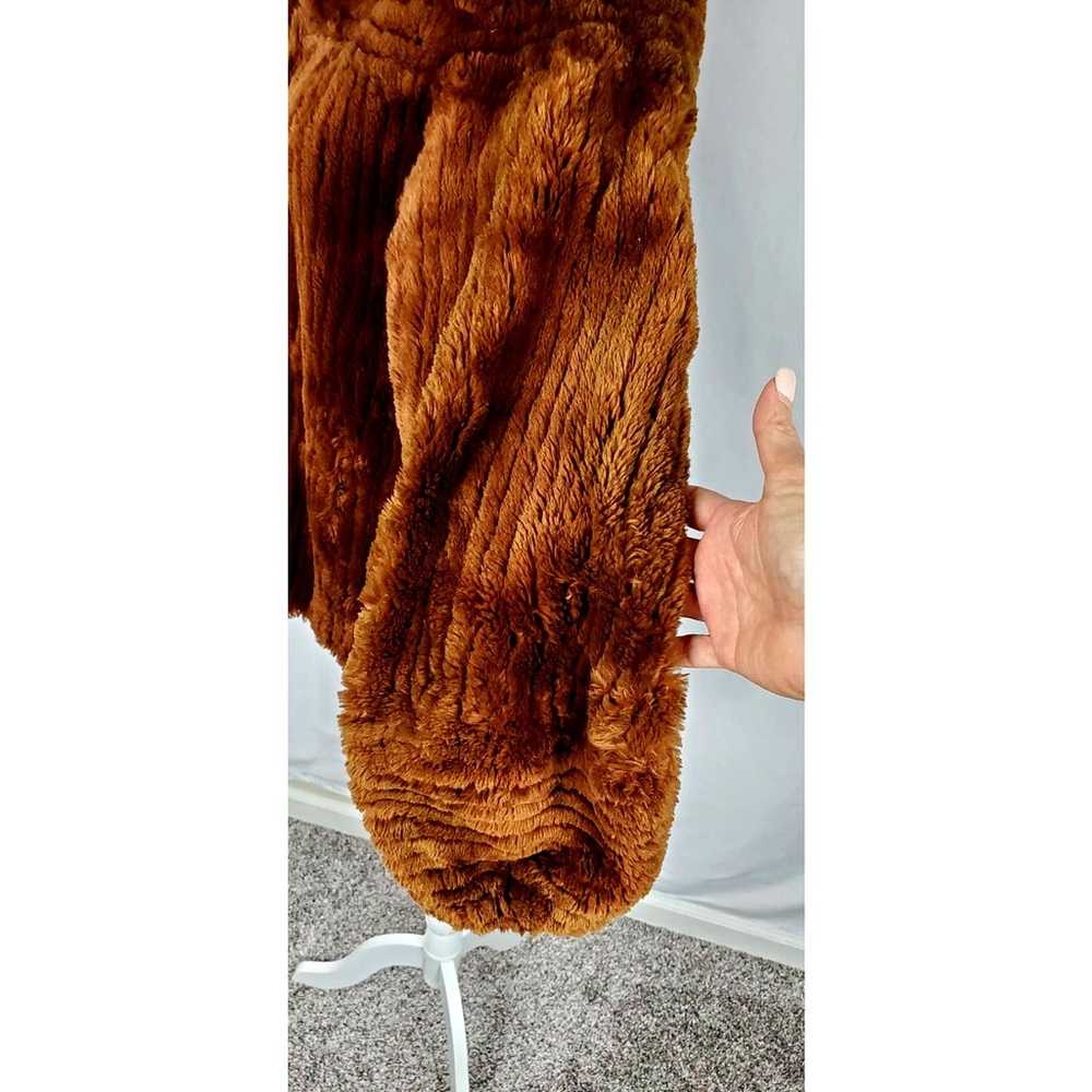 Vintage Brown Faux Fur Zipper Front Puff Sleeve J… - image 7