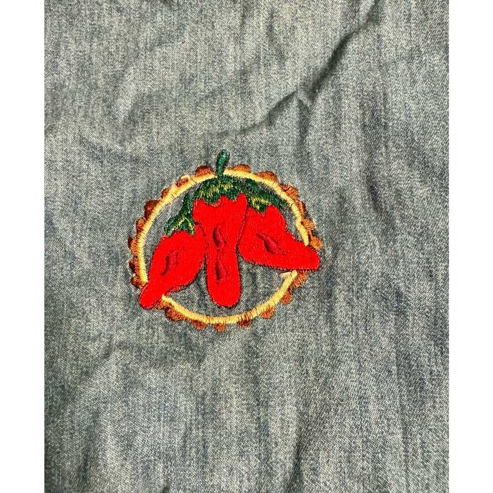 Vintage Denim Western Cowboy Embroidered Vest Lar… - image 7