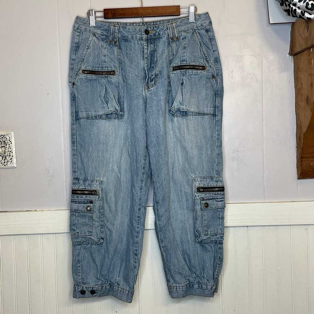 Vintage 90s Jeanology cargo crop jeans Newport Ne… - image 1